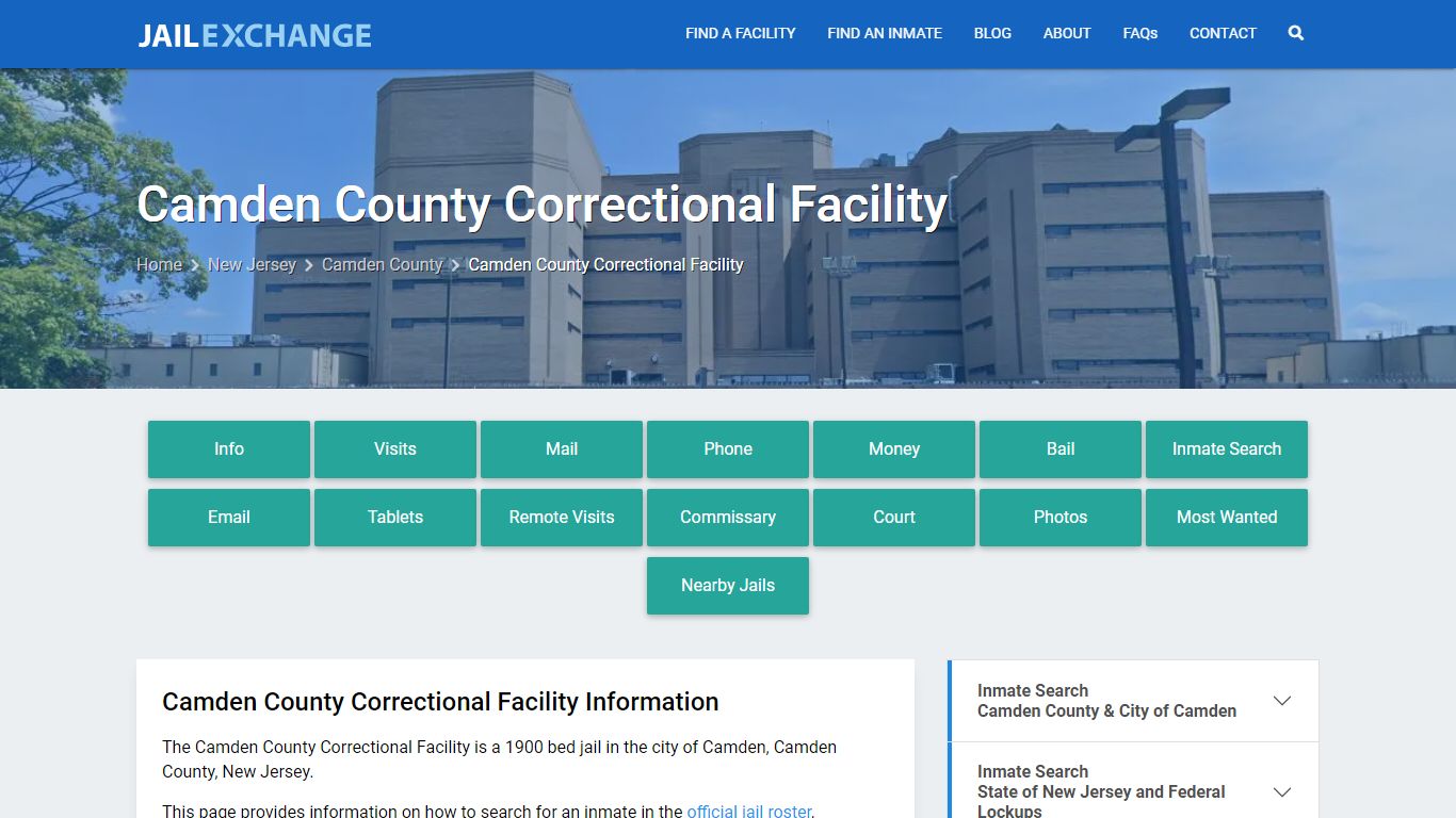 Camden County Correctional Facility, NJ Inmate Search, Information